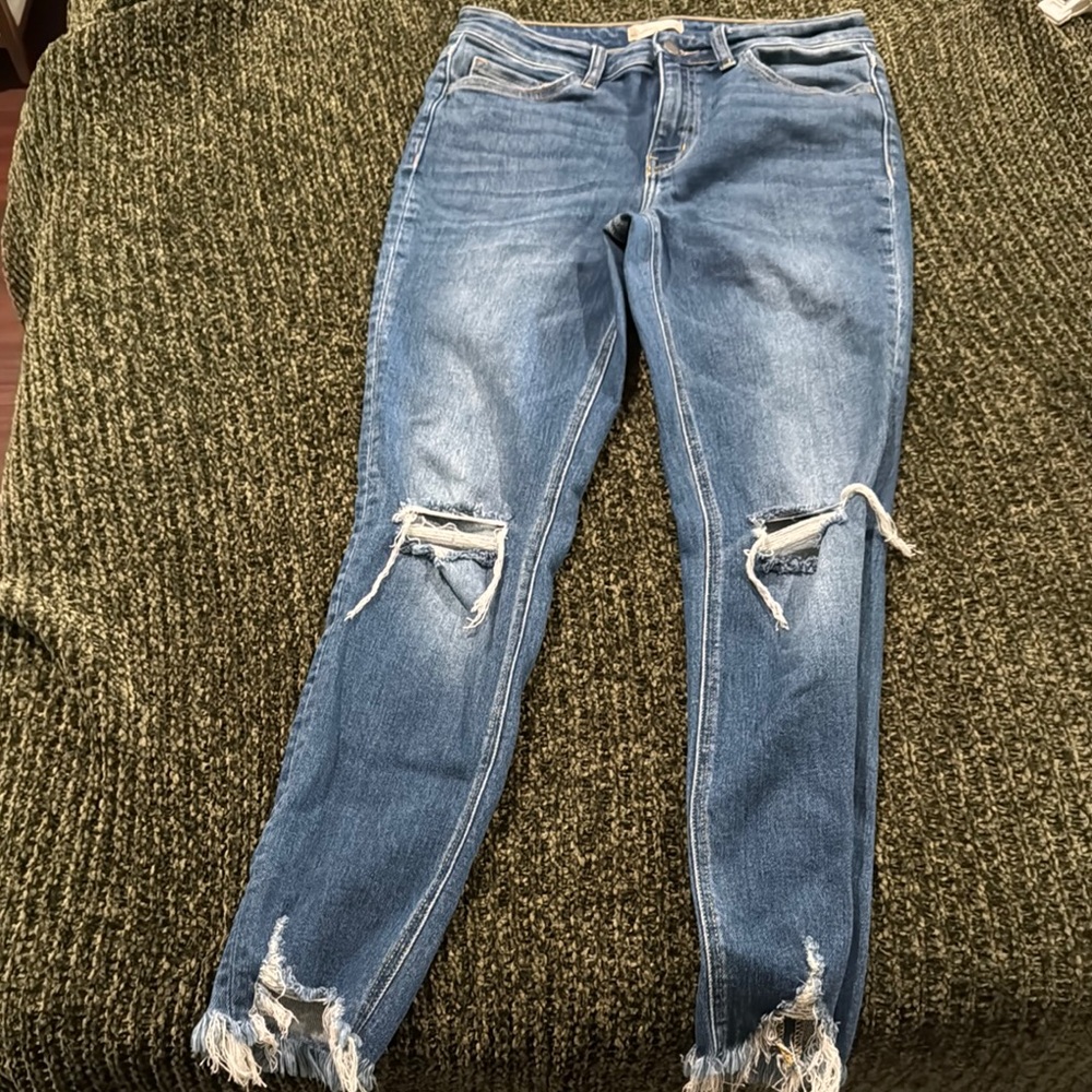 Women's Blue Distressed Jeans